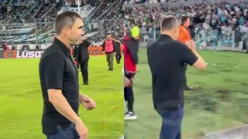 El gesto de Coudet con los hinchas de Racing.