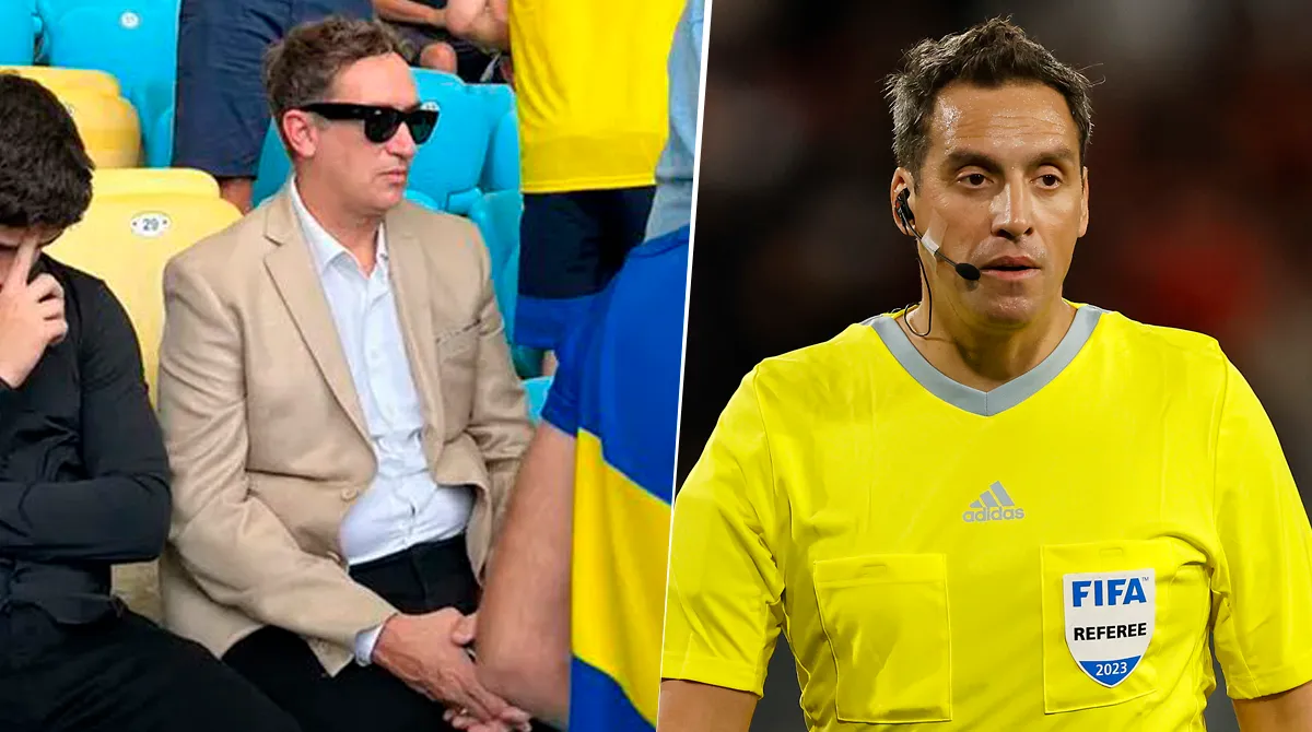 Beligoy, en la tribuna de Boca durante la final de la Libertadores 2023, y Rapallini a su lado.