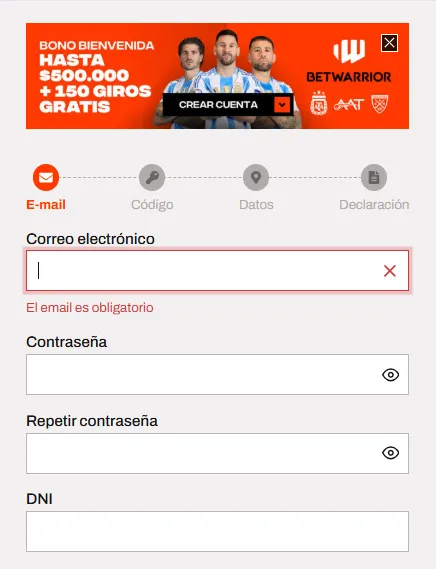 BetWarrior registro