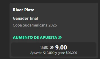 Tomada desde bet365. Cuota sujeta a cambios