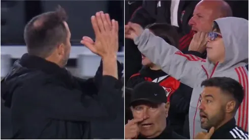 El gesto de Coudet a los hinchas de River vs Atlético Tucumán.