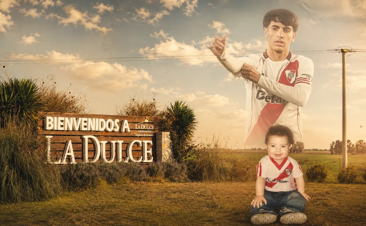 Lucas Silva, el futbolista de River oriundo de La Dulce, podría jugar de titular la final del Torneo Apertura 2026 vs Belgrano (Imagen creada con IA).