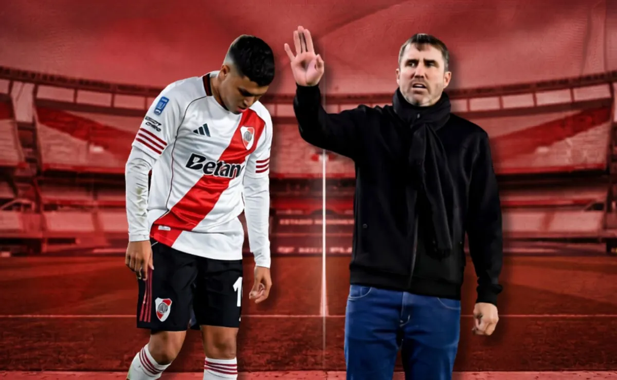 Los minutos de Juanfer Quintero con Chacho Coudet como DT de River (imagen creada con IA).