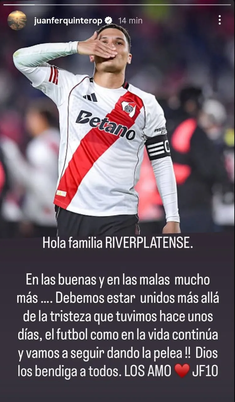 El posteo de Juanfer en redes.