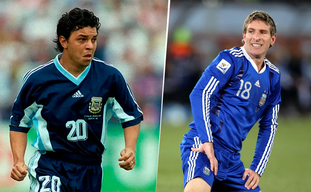 Marcelo Gallardo y Martín Palermo, dos de los exponentes de los futbolistas cedidos por River y Boca a la Selección Argentina en Mundiales.