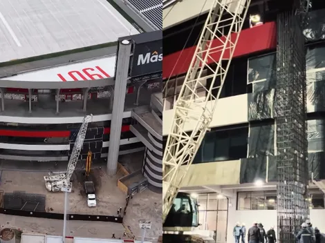 Comenzó la colocación de la estructura de la nueva tribuna y el techo del Monumental