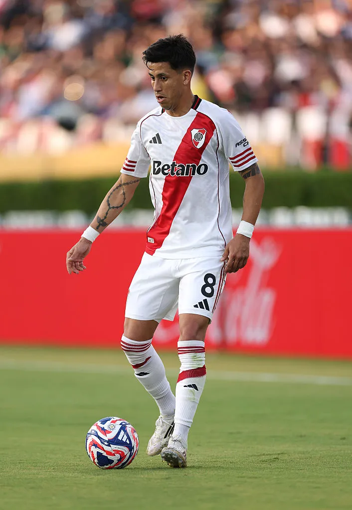 Maximiliano Meza jugó 48 partidos con ocho goles y cuatro asistencias en River. (Getty Images)