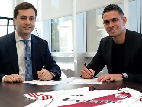 Firma de contrato y primer entrenamiento de Borré en River