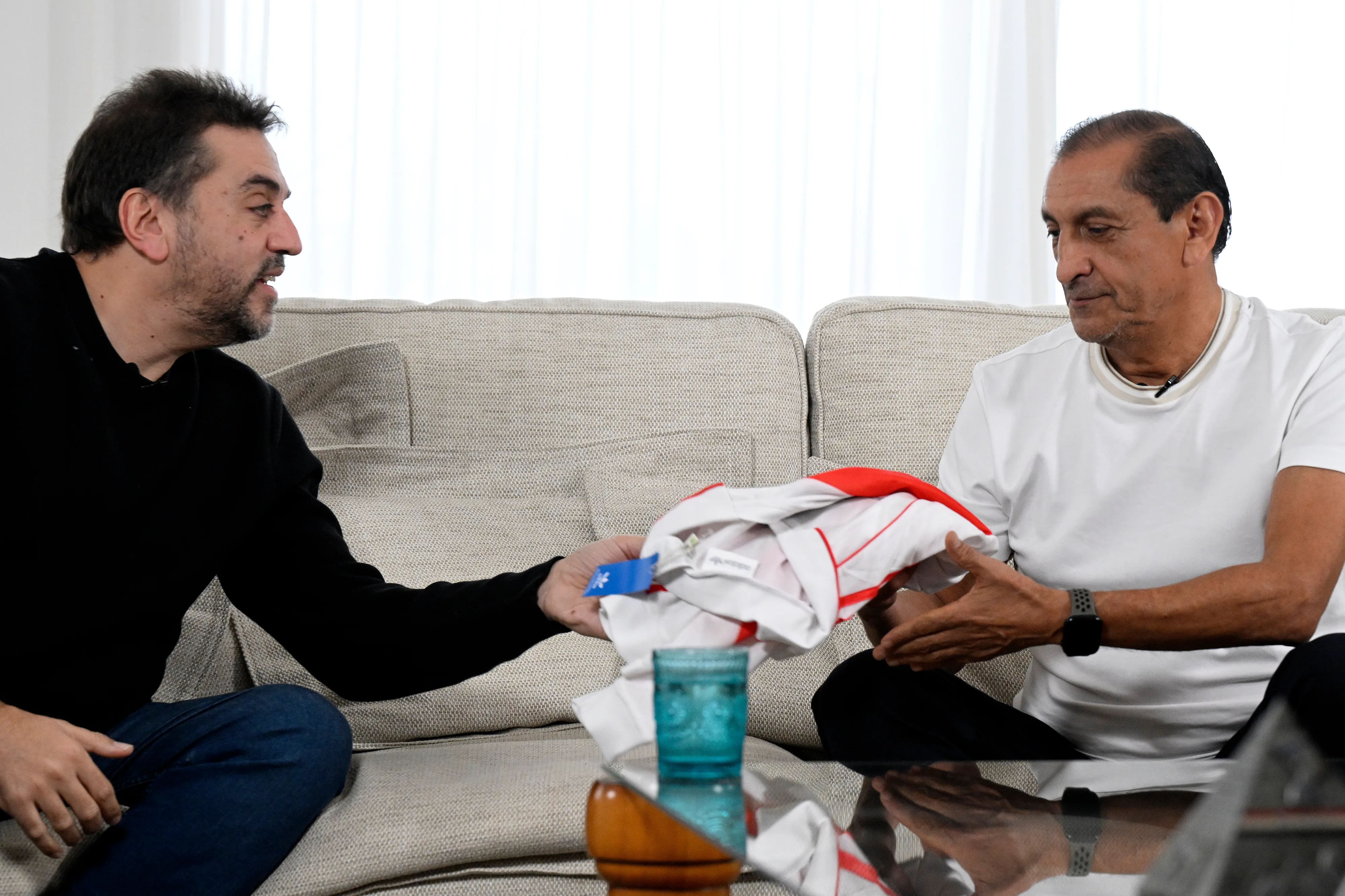Ramón Díaz con Nicolás Distasio, exclusivo para La Página Millonaria (FOTO: Diego Haliasz/LPM).