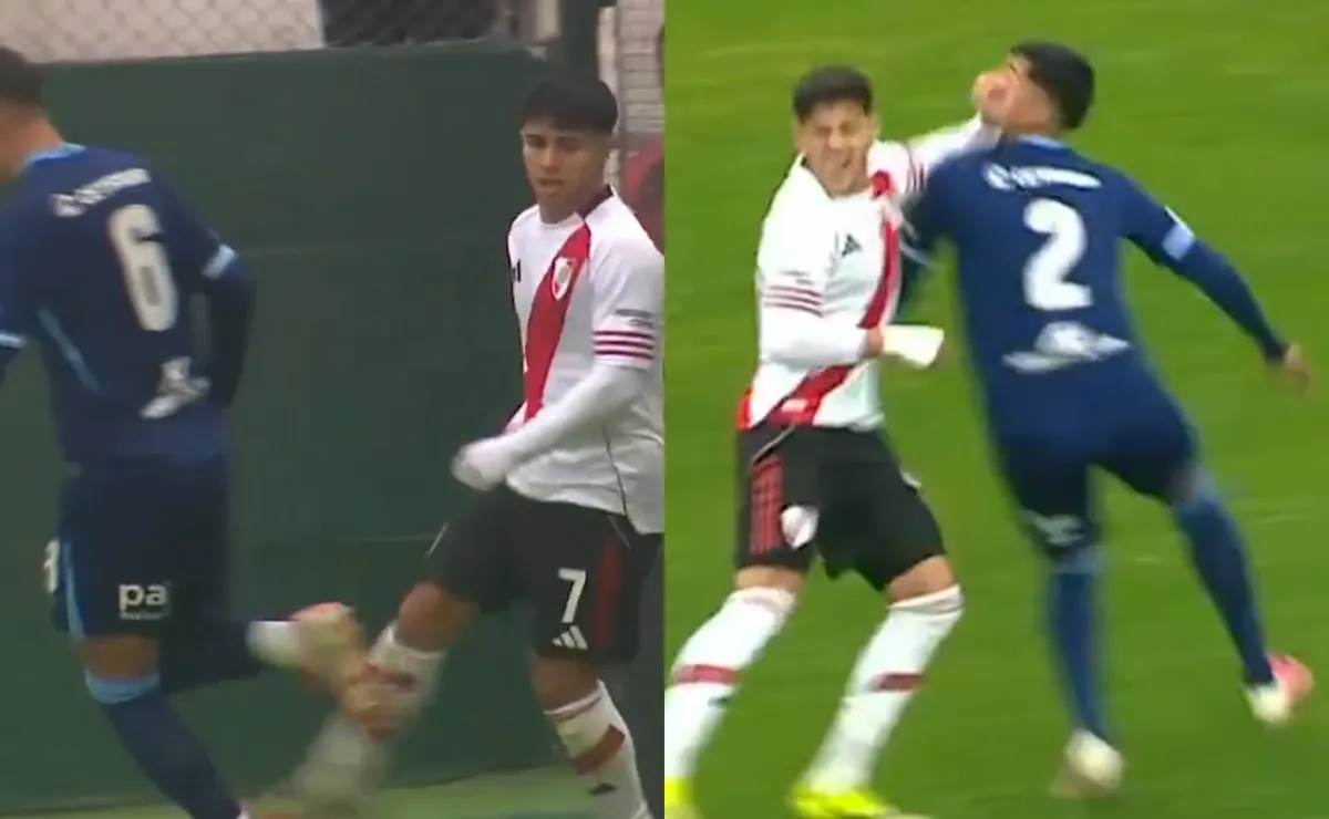 River se quedó con 9 en el primer tiempo.
