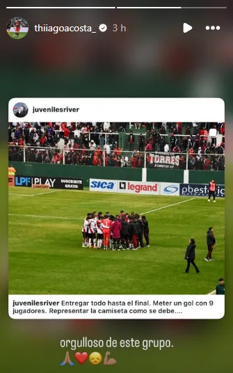 El posteo de Acosta tras el partido.
