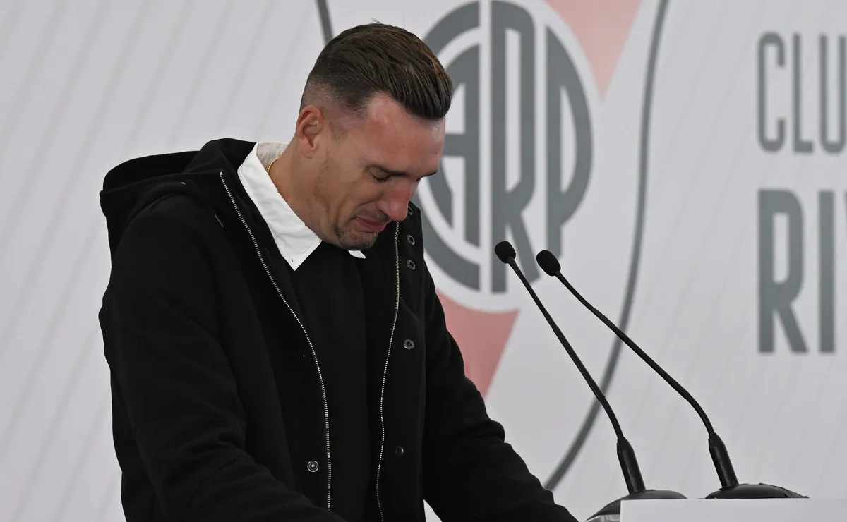 Armani, entre lágrimas, se despidió de River. (Foto: LPM / Diego Haliasz).
