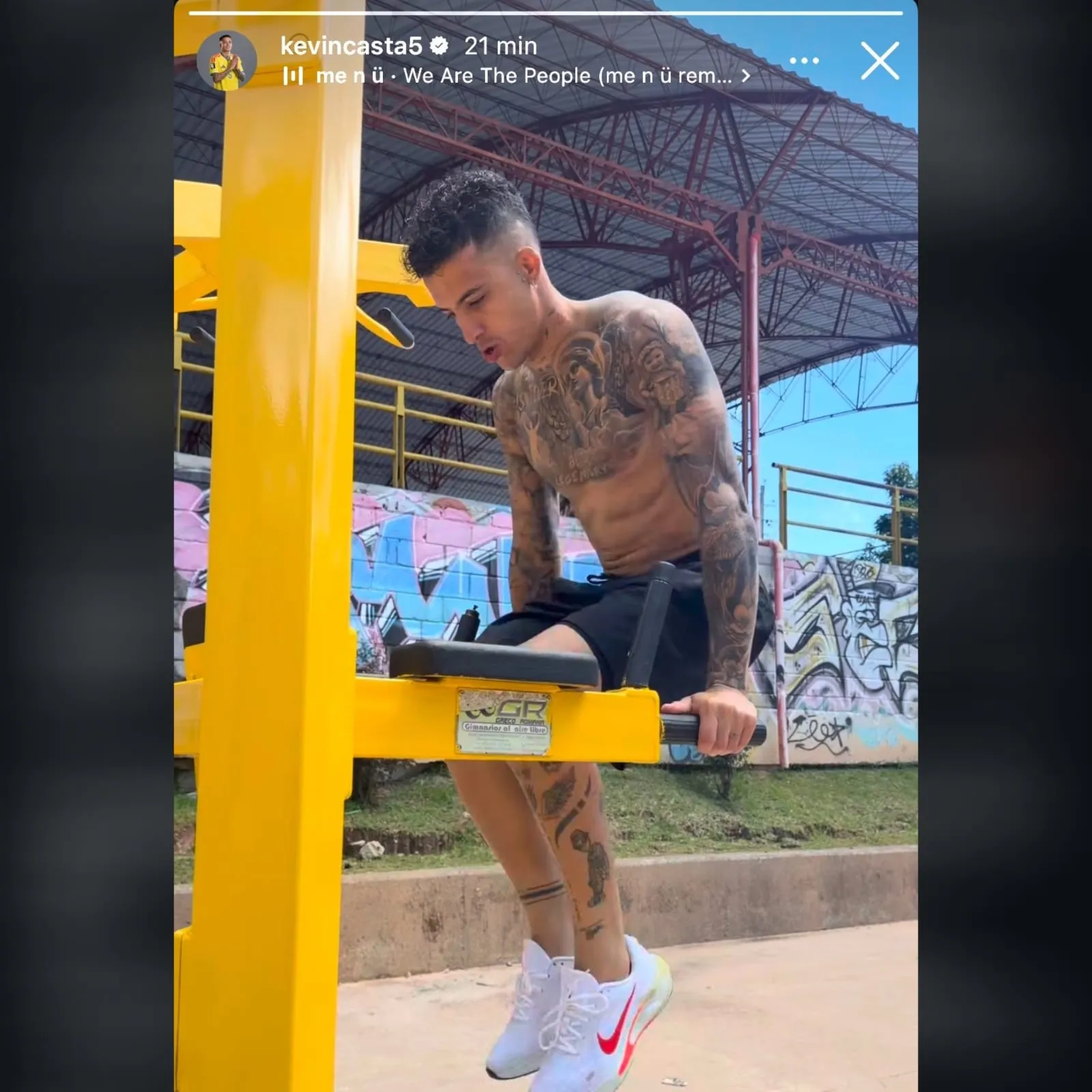 Una de las fotos que publicó Castaño entrenándose por su cuenta. (Instagram)