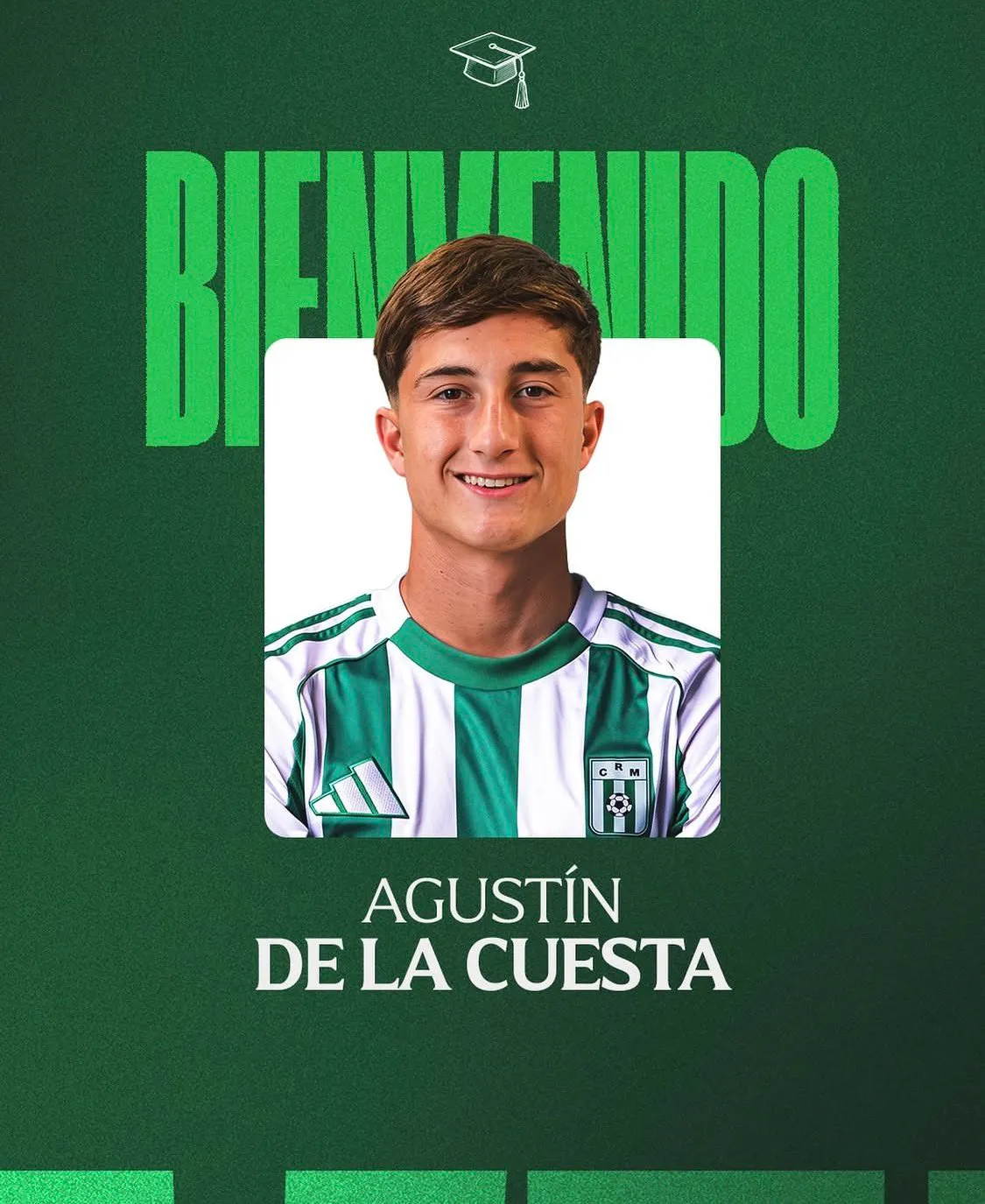 De la Cuesta fue presentado en Racing de Montevideo, que se quedó con un 50% del pase.