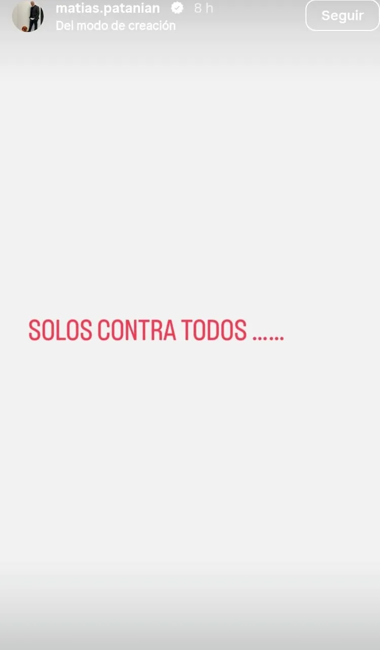La historia que subió Patanian. (Instagram)
