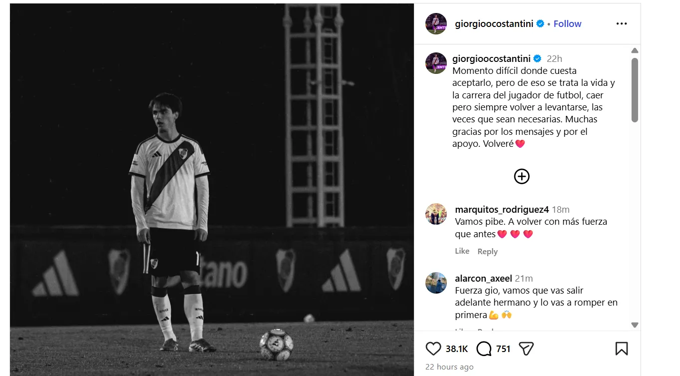 Costantini, en Instagram.