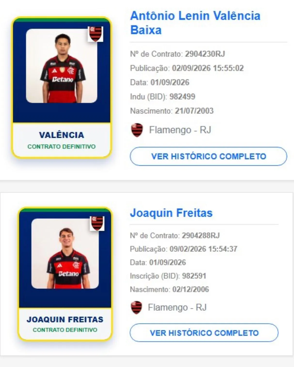 Freitas ya fue habilitado en la CBF (Comisión Brasileña de Fútbol) y está listo para debutar en Flamengo cuando el DT lo disponga.