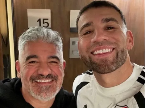 El Burrito Ortega visitó la concentración de River y subió una foto con Otamendi