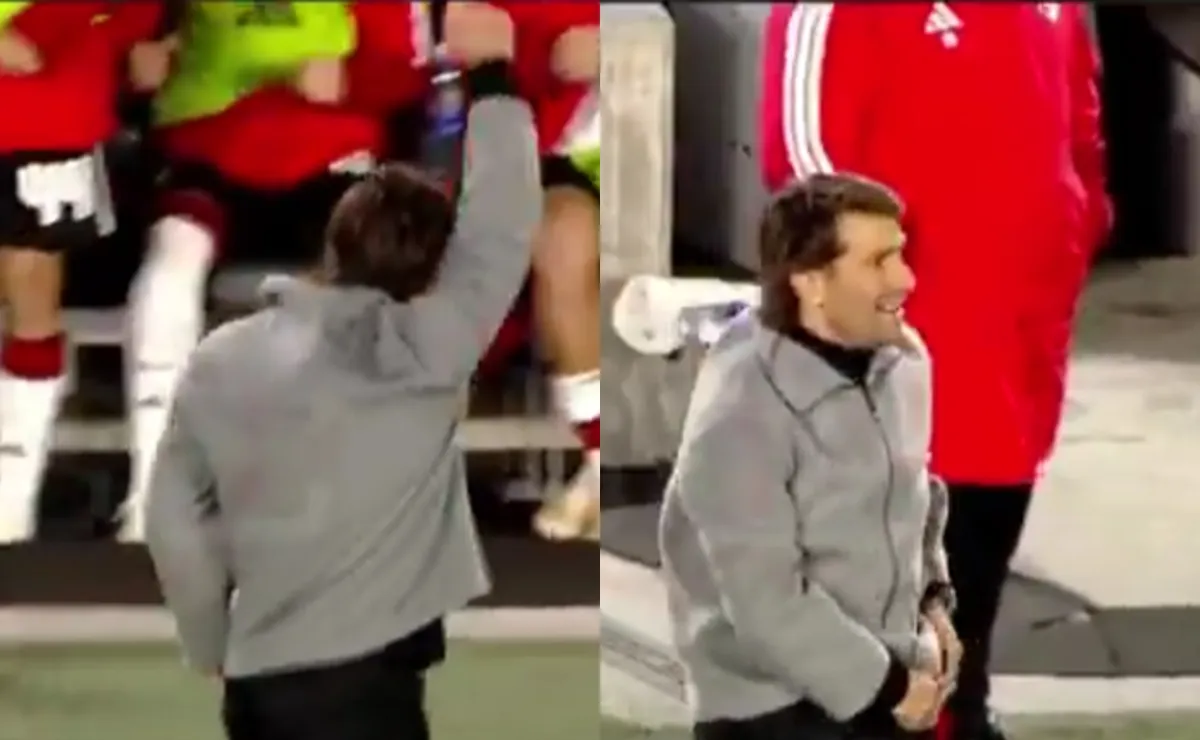 La reacción de Ponzio a los goles de River.