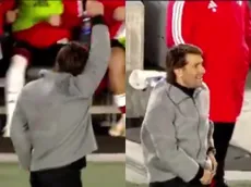 No se vio: cómo reaccionó Ponzio al gol de Montiel y el desahogo en el tercero de Galván