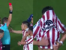 Matías Gallardo sufrió la primera expulsión de su carrera en Instituto y se fue llorando de la cancha