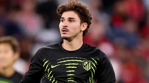 LIVERPOOL, ENGLAND – SEPTEMBER 09: Julian Alvarez of Atletico Madrid warms up before the UEFA Champions League 2026/27 League Phase MD1 match between Liverpool FC and Atletico de Madrid at Anfield on September 09, 2026 in Liverpool, England. (Photo by Carl Recine/Getty Images)