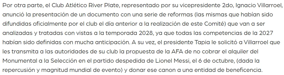 El texto modificado que actualmente está en la página de la LPF.