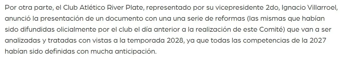 Así se había publicado el comunicado de la LPF, sin mención al alquiler del Monumental.