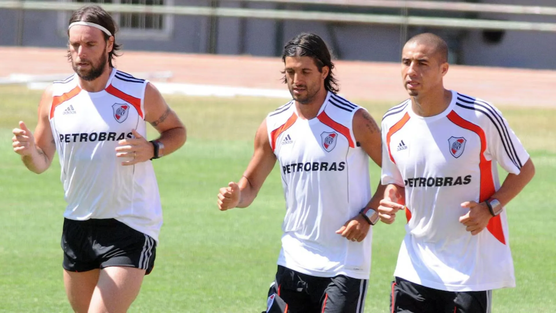 Cavenaghi, Domínguez y Trezeguet, juntos en River. (Foto Baires)