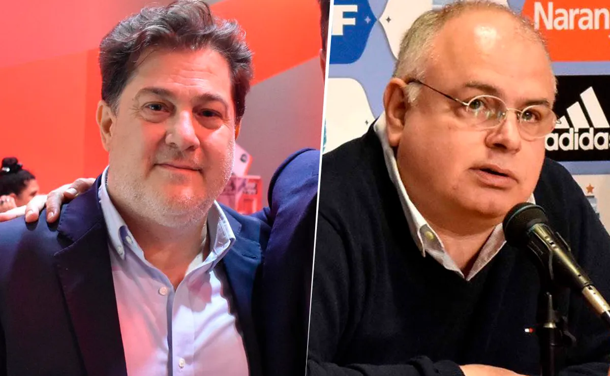 Lautaro Mauro, vocal de River, y Daniel Ferreiro, dirigente de Nueva Chicago.