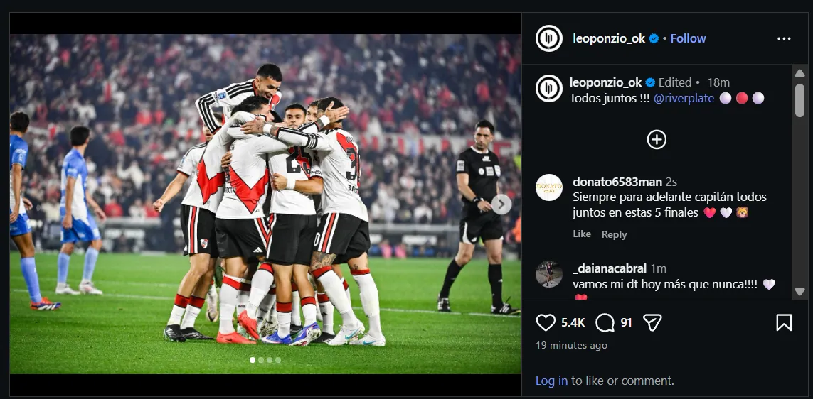Ponzio, en Instagram