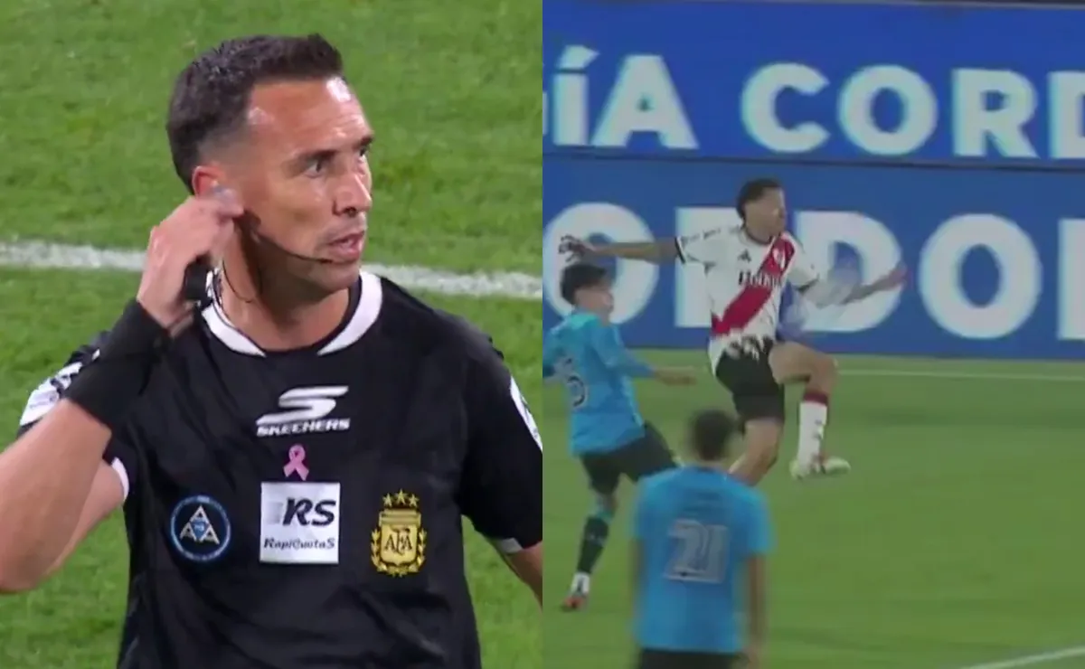 Polémica decisión de Dóvalo al anular el gol de River.