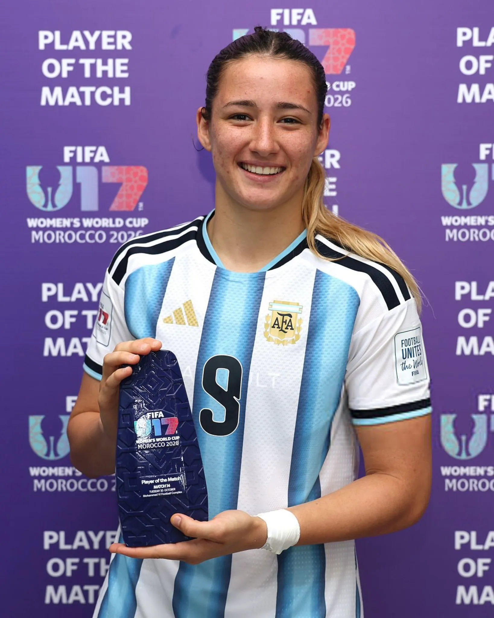 Mercedes Diz fue elegida como la figura del estreno de la Selección Argentina Sub-17 en el Mundial de Marruecos.