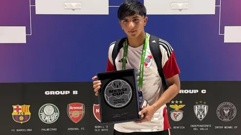 Thiago Marín, jugador destacado de River vs Chelsea en la Messi Cup 2026.